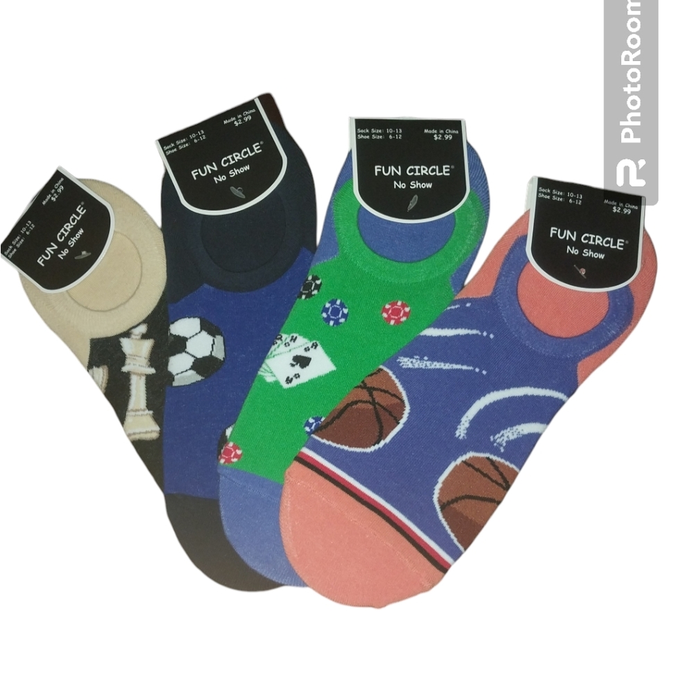 No show ankle socks variety pack (qty 4) NWT sock sz: 10 - 13, shoe sz: 6 - 12
